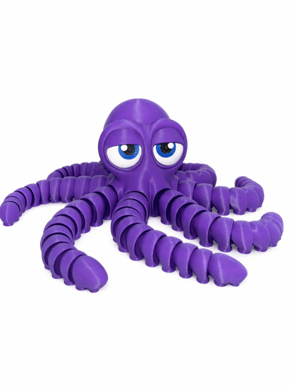 Purple Octopus toy with articulated tentacles and expressive eyes.