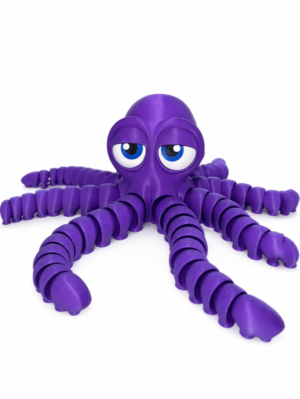 Purple Octopus toy with articulated tentacles and big eyes