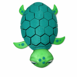Small Turtle: Green and teal 3D printed turtle toy with unique segmented shell design.