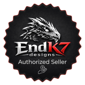 EndK7 Designs Authorized Seller logo with dragon graphic