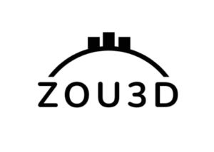 ZOU3D logo featuring a stylized cityscape within an arch