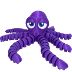 Articulated purple octopus toy with large blue eyes